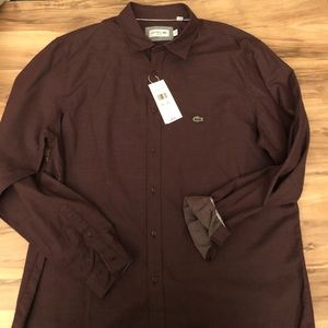 Men’s Lacoste XXL burgundy slim fit button down!